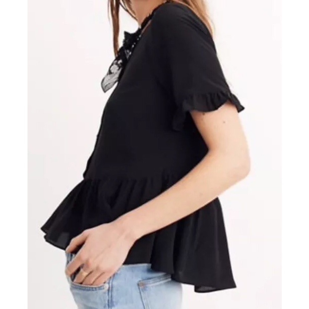 Madewell Silk Ruffle Hem Blouse